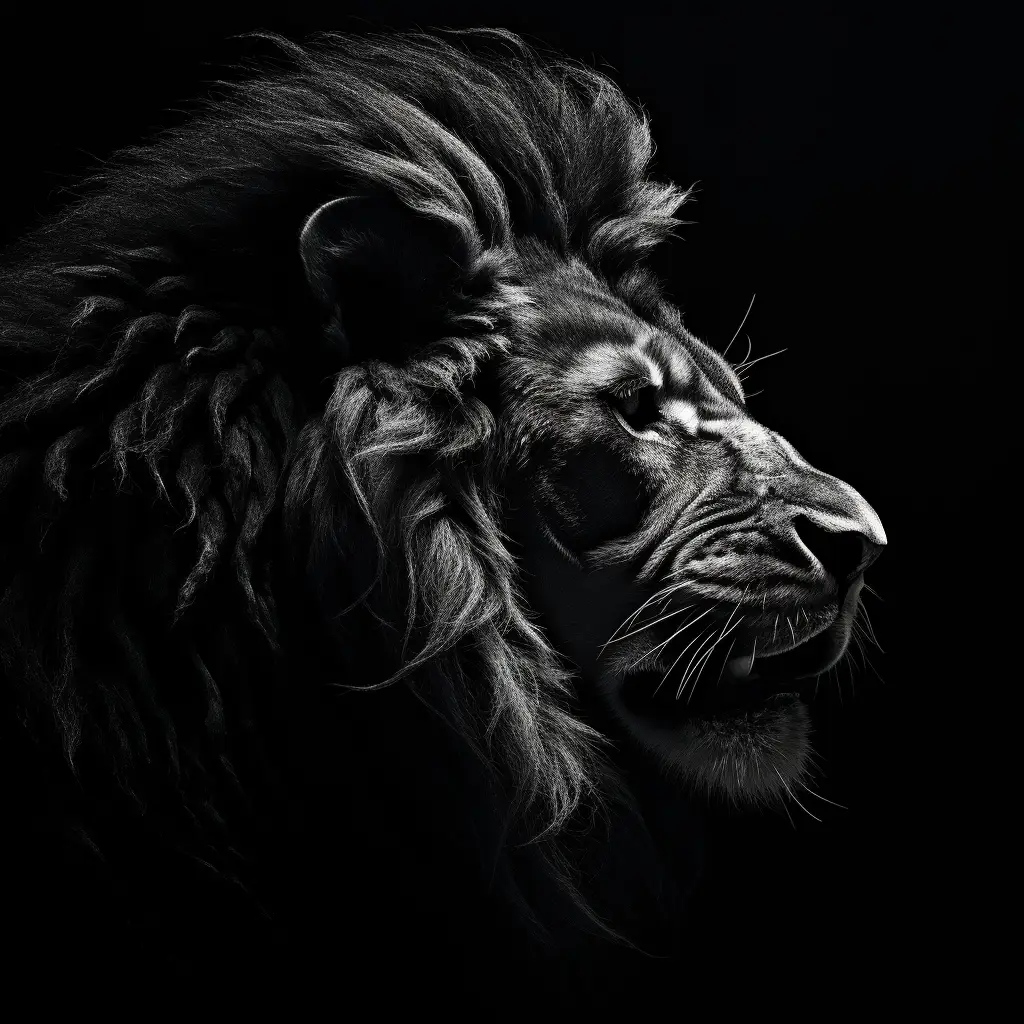 lion side black face head silhouette photography