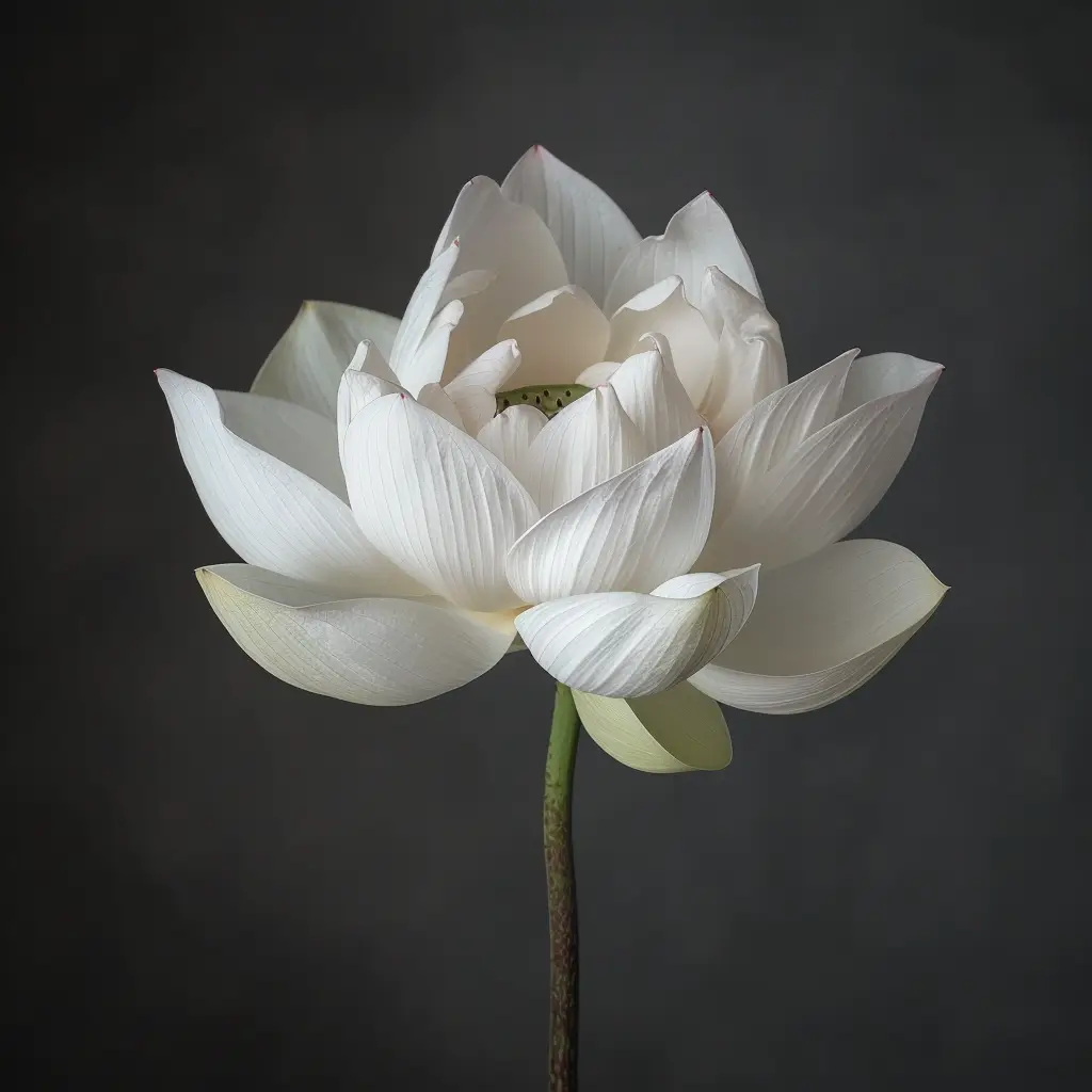 lotus bloom flower single white photography