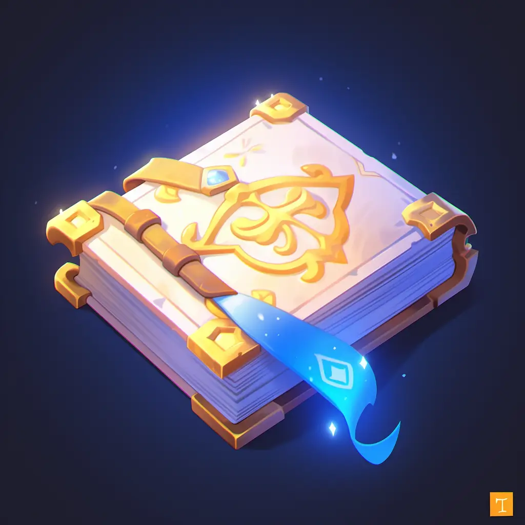 magic book icon 3D game UI golden gold