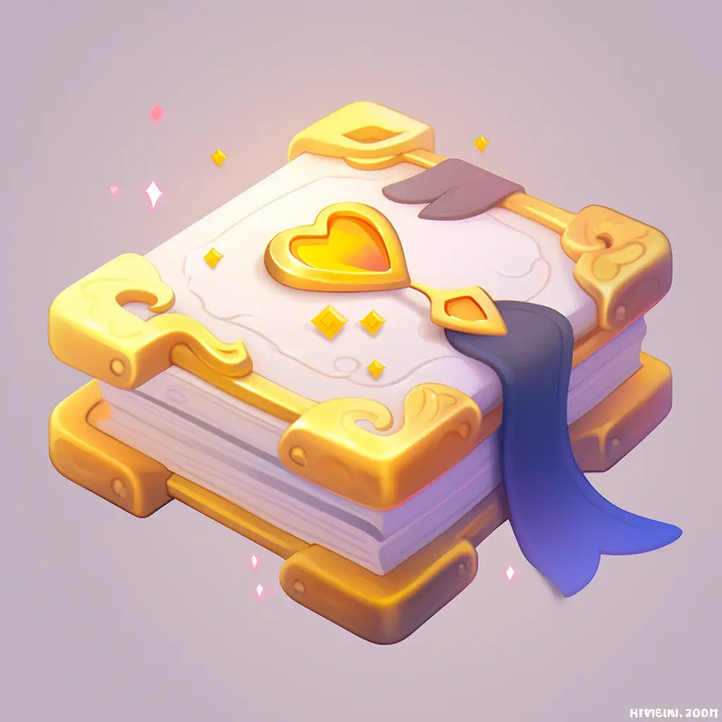 magic book icon 3D game gold golden UI