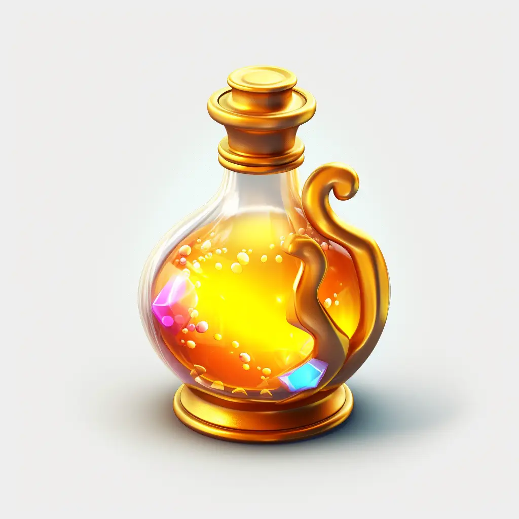 magic potion medicine bottle icon 3D material game UI gold golden art