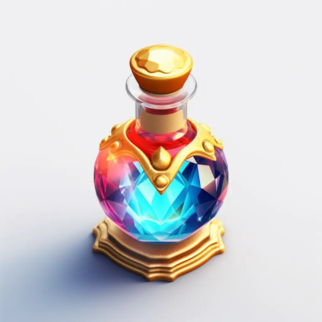 magic potion medicine bottle icon 3D material game art UI golden gold