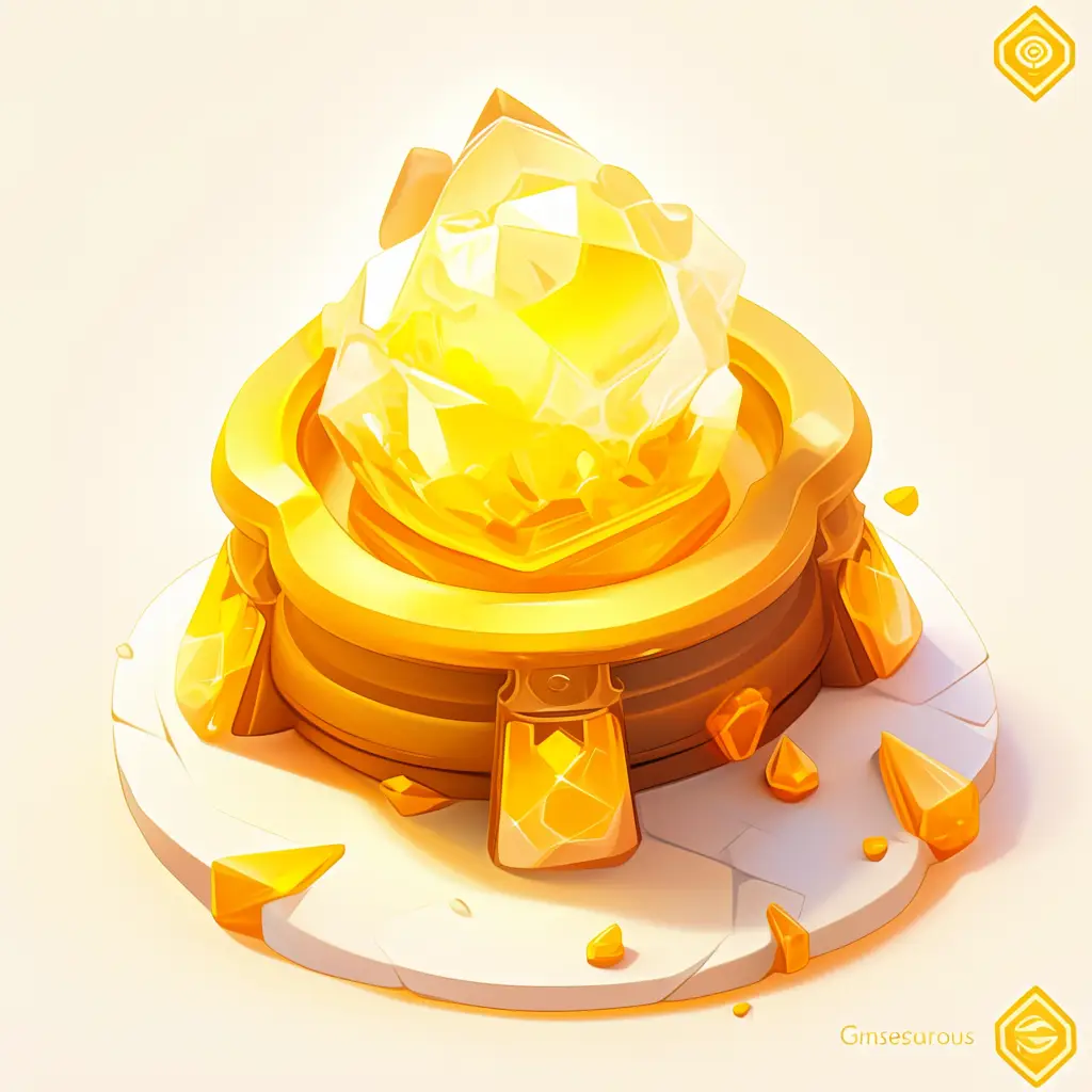 magic sorcerer stone icon 3D game UI golden gold