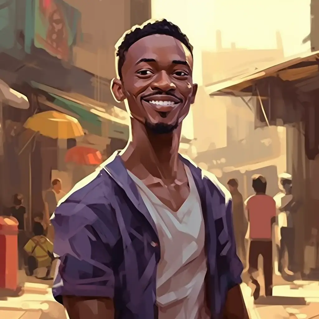 man African male cartoon illustration painting portrait face