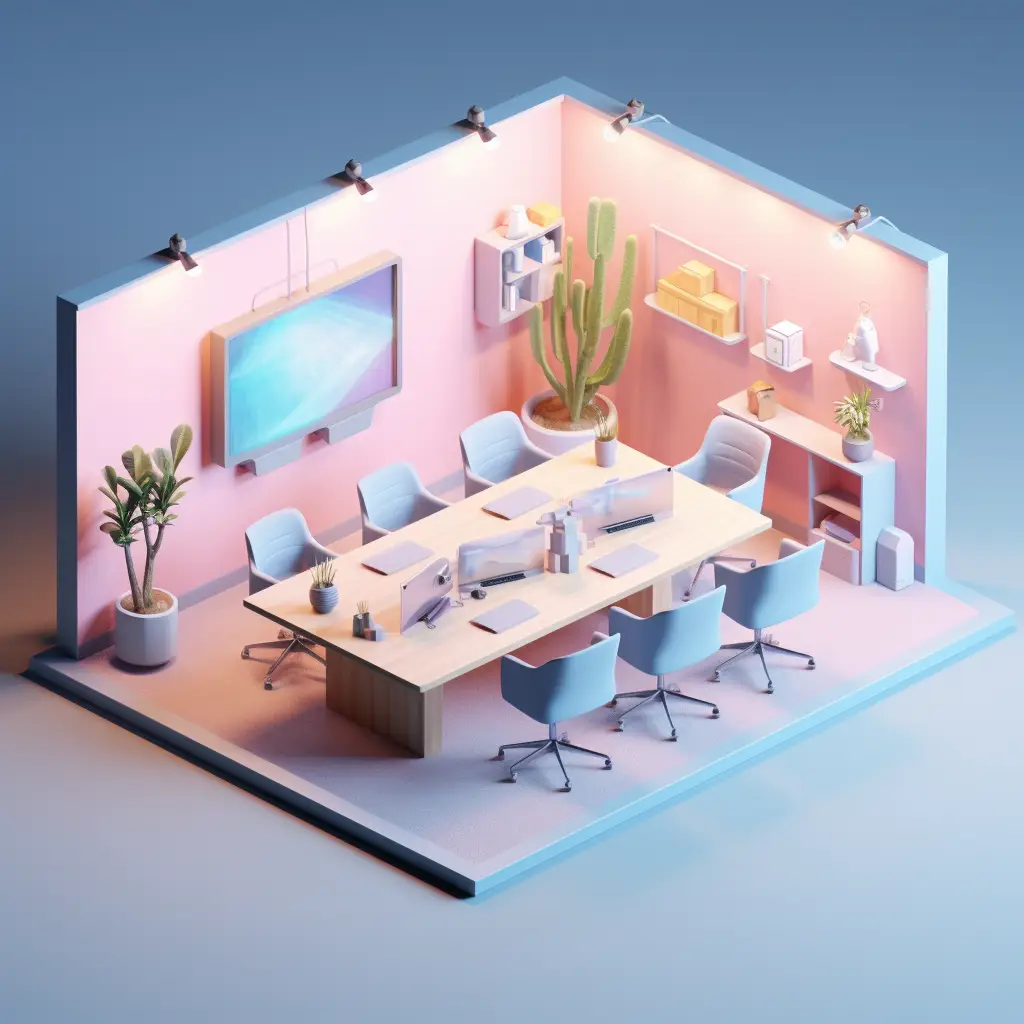meeting room conference table 3D C4D model scene space
