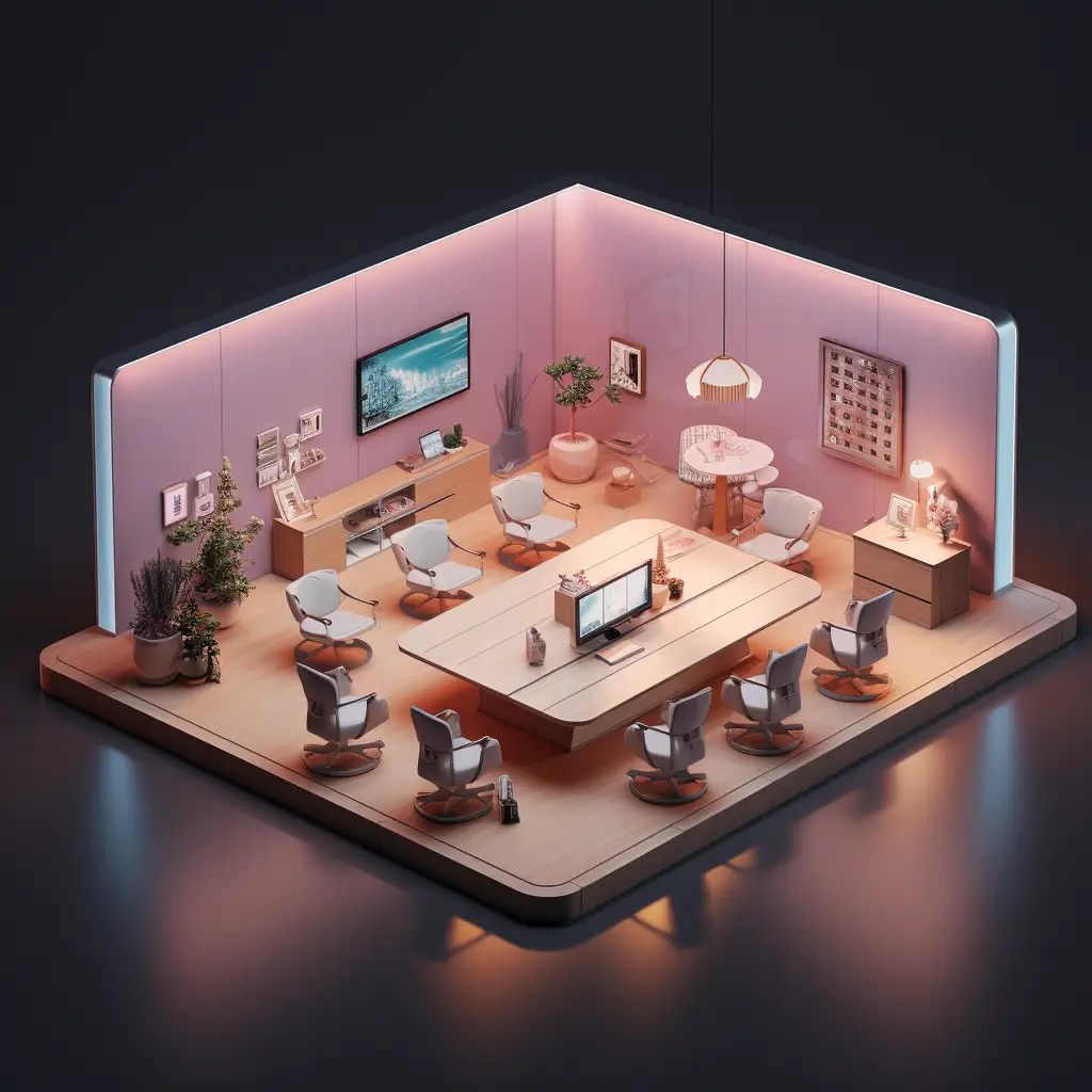 meeting room conference table 3D C4D model space scene