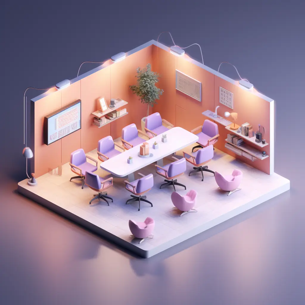meeting room conference table C4D 3D model scene space