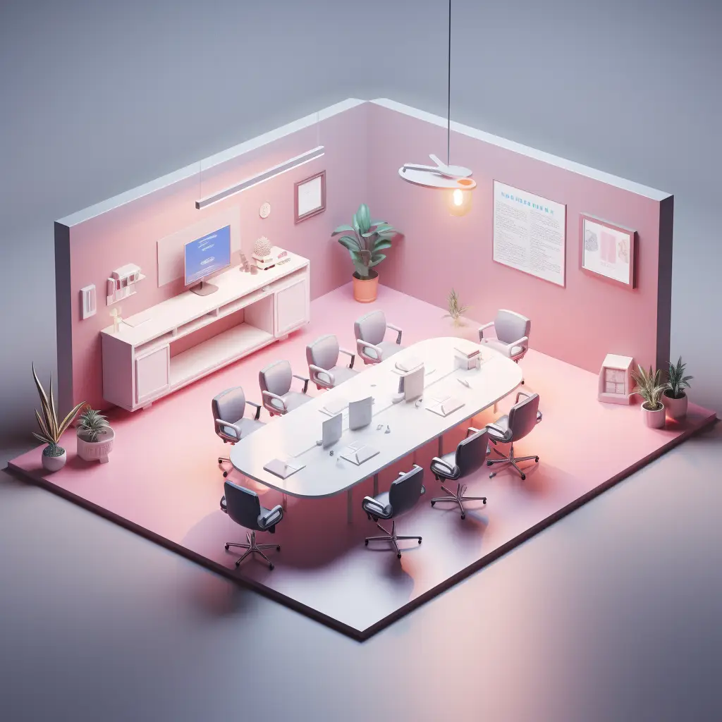 meeting room conference table C4D 3D model space scene
