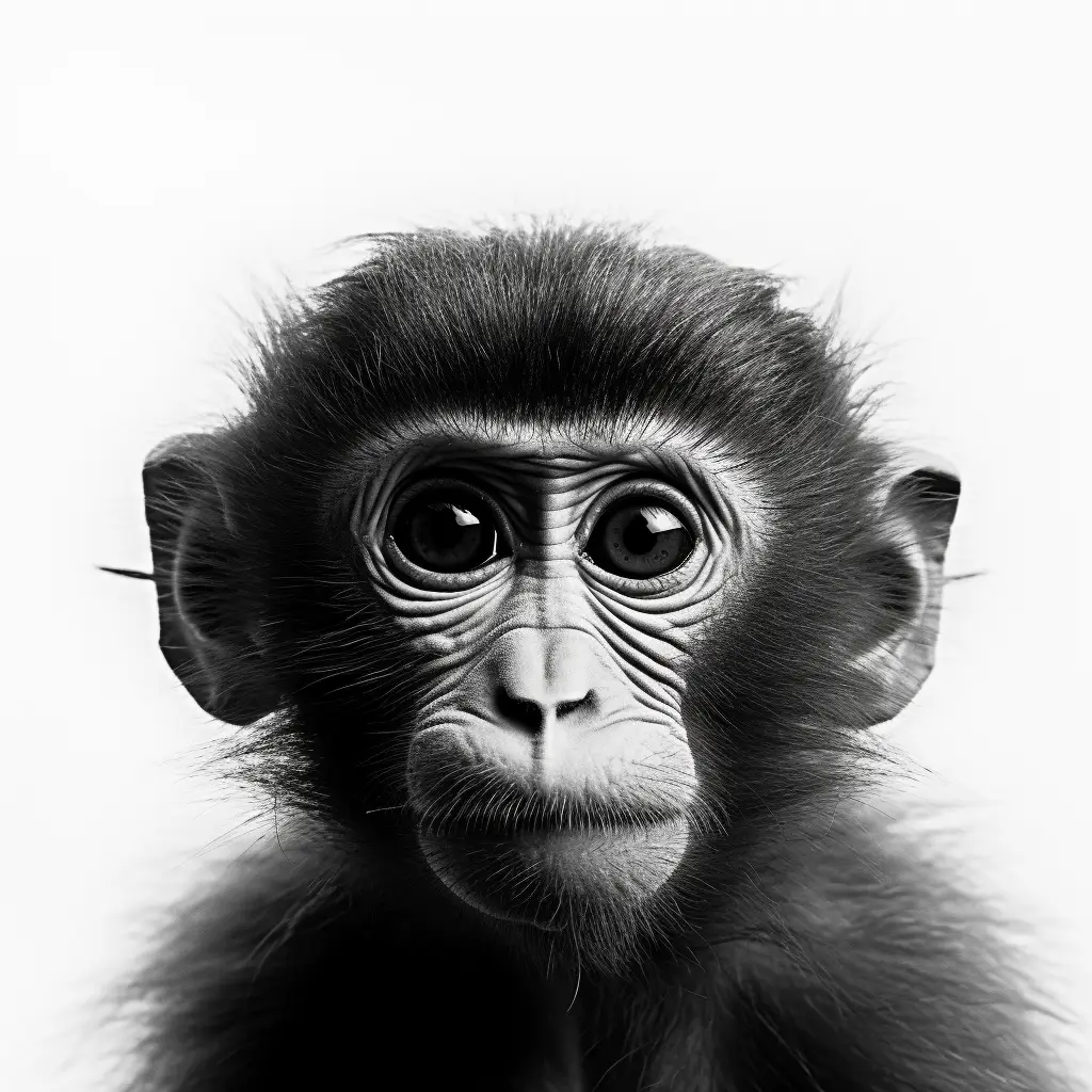 monkey ape black white photography head face silhouette front