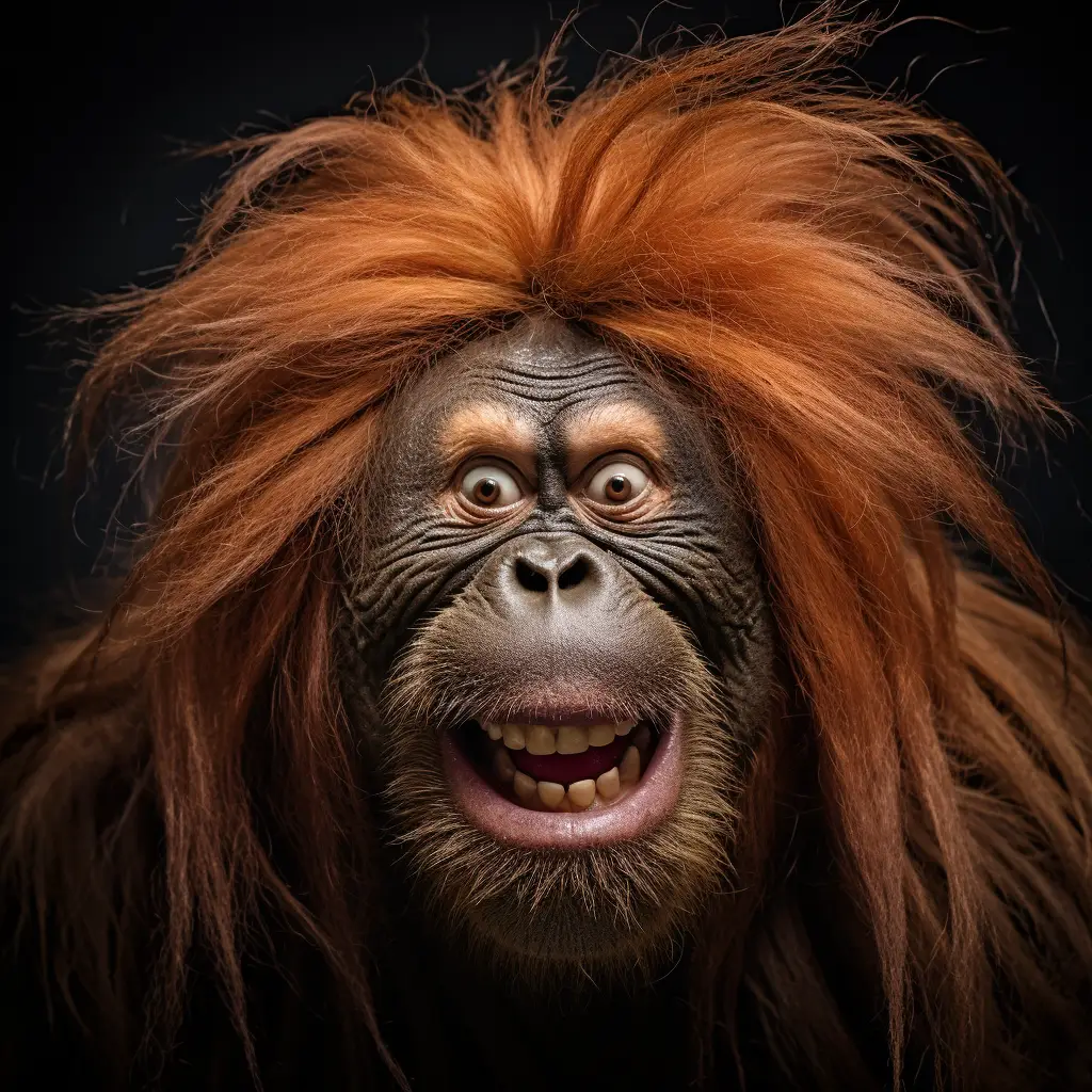 monkey orangutan ape crazy fur photography portrait hair mania mane