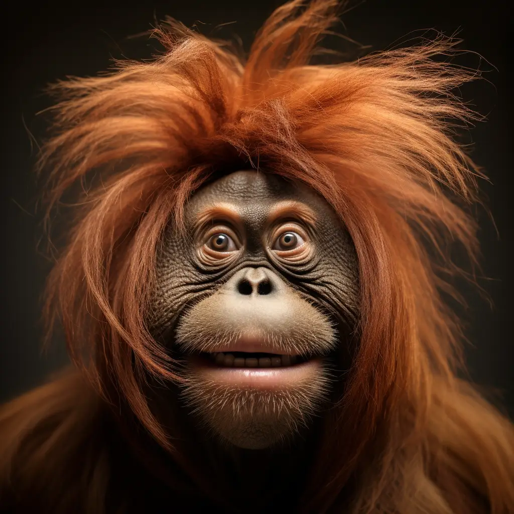 monkey orangutan ape crazy fur portrait hair mane mania photography