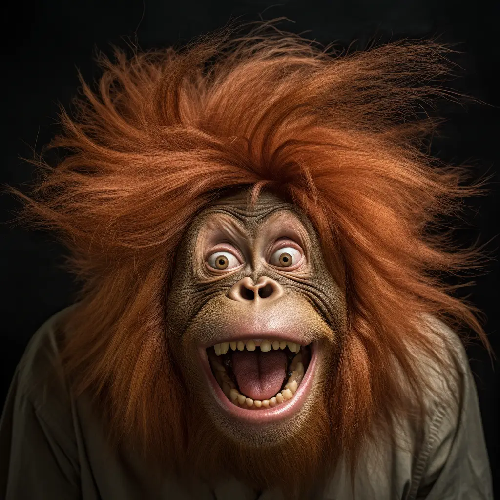 monkey orangutan ape crazy fur portrait hair mania mane photography