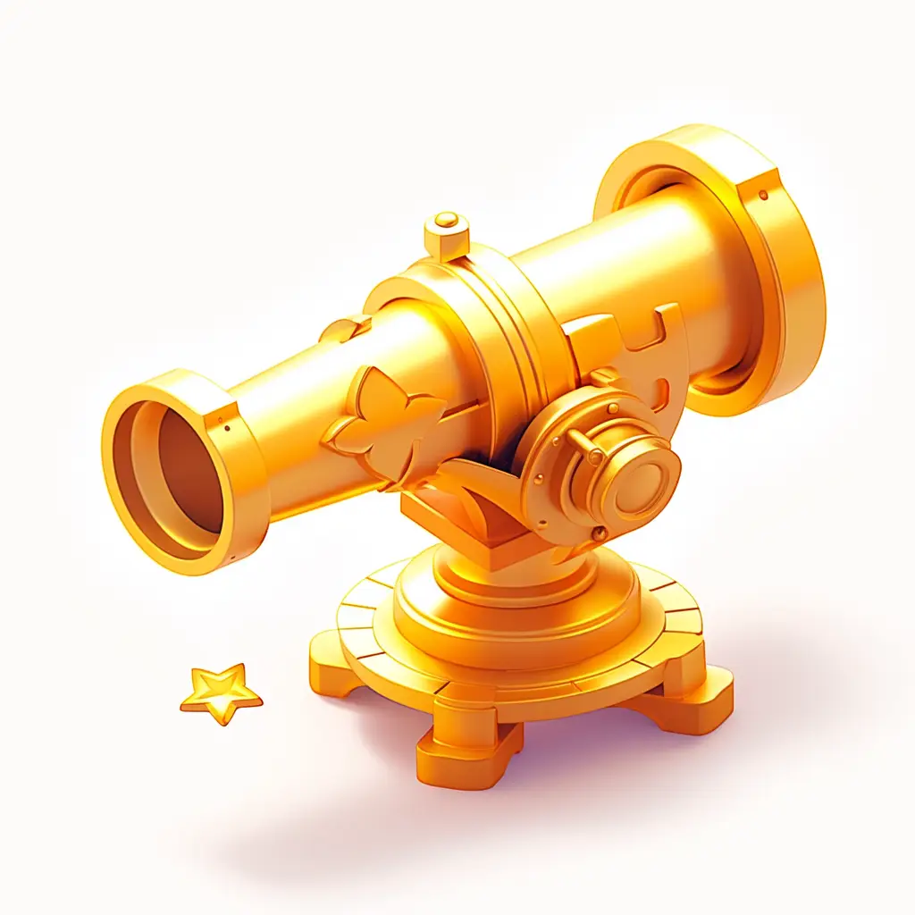 monocular telescope icon 3D game UI golden gold