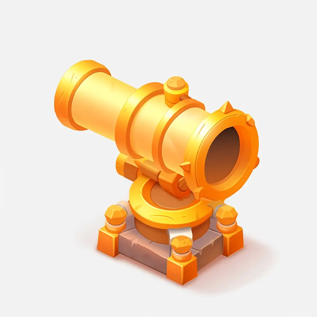 monocular telescope icon 3D game gold golden UI