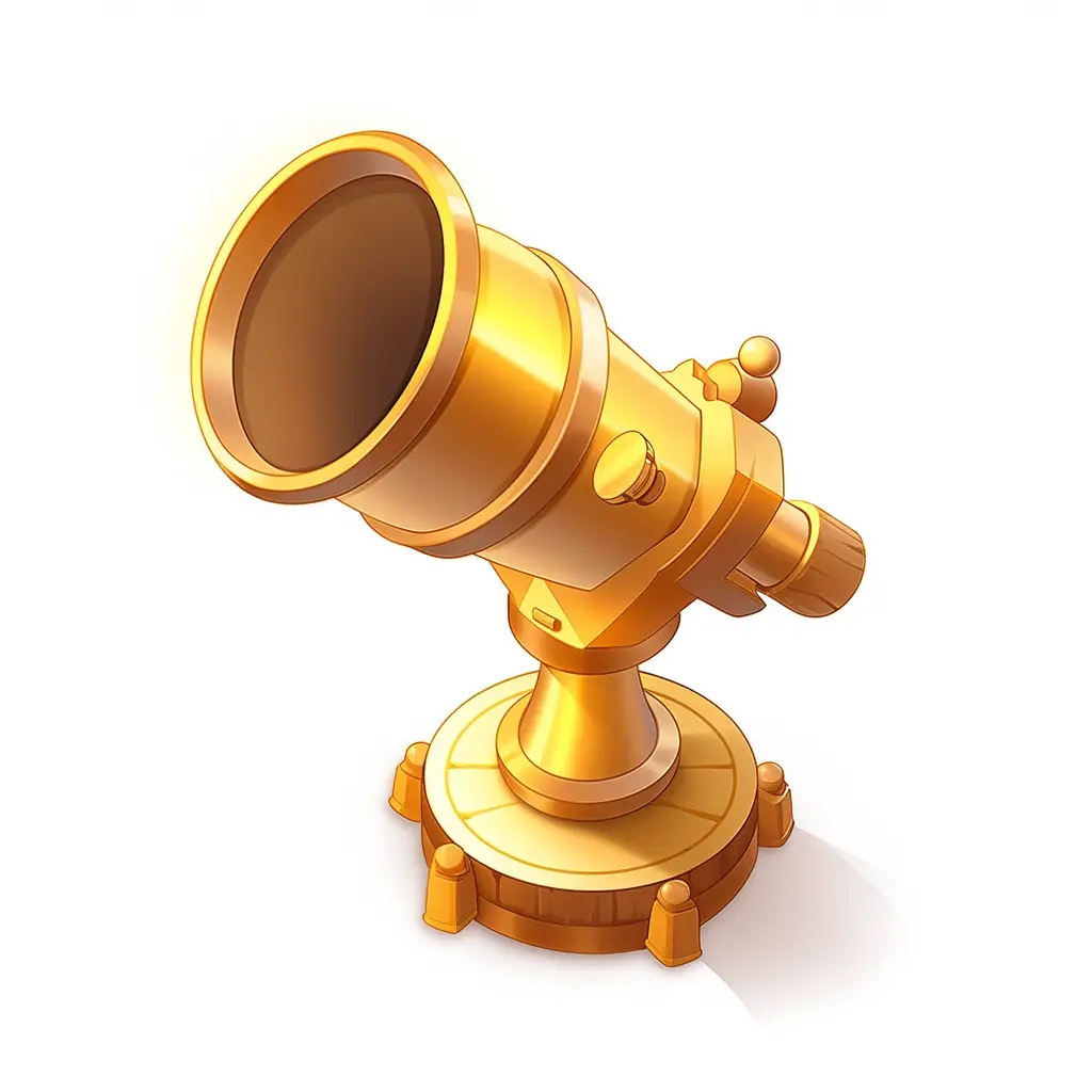 monocular telescope icon 3D game golden gold UI