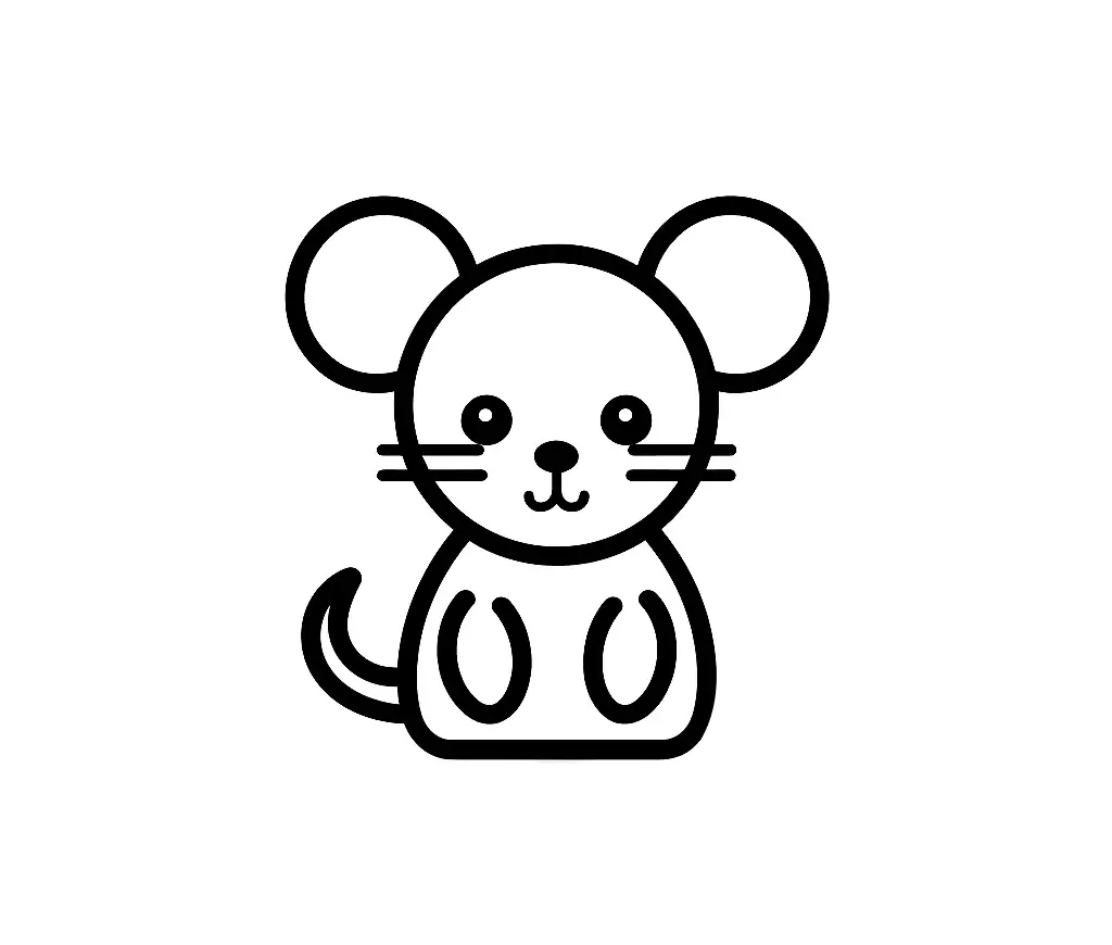 mouse mice thick line cartoon logo vector icon