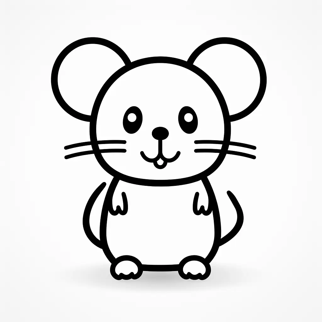 mouse mice thick line cartoon vector logo icon
