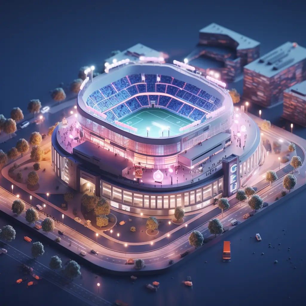 night stadium city 3D C4D model scene