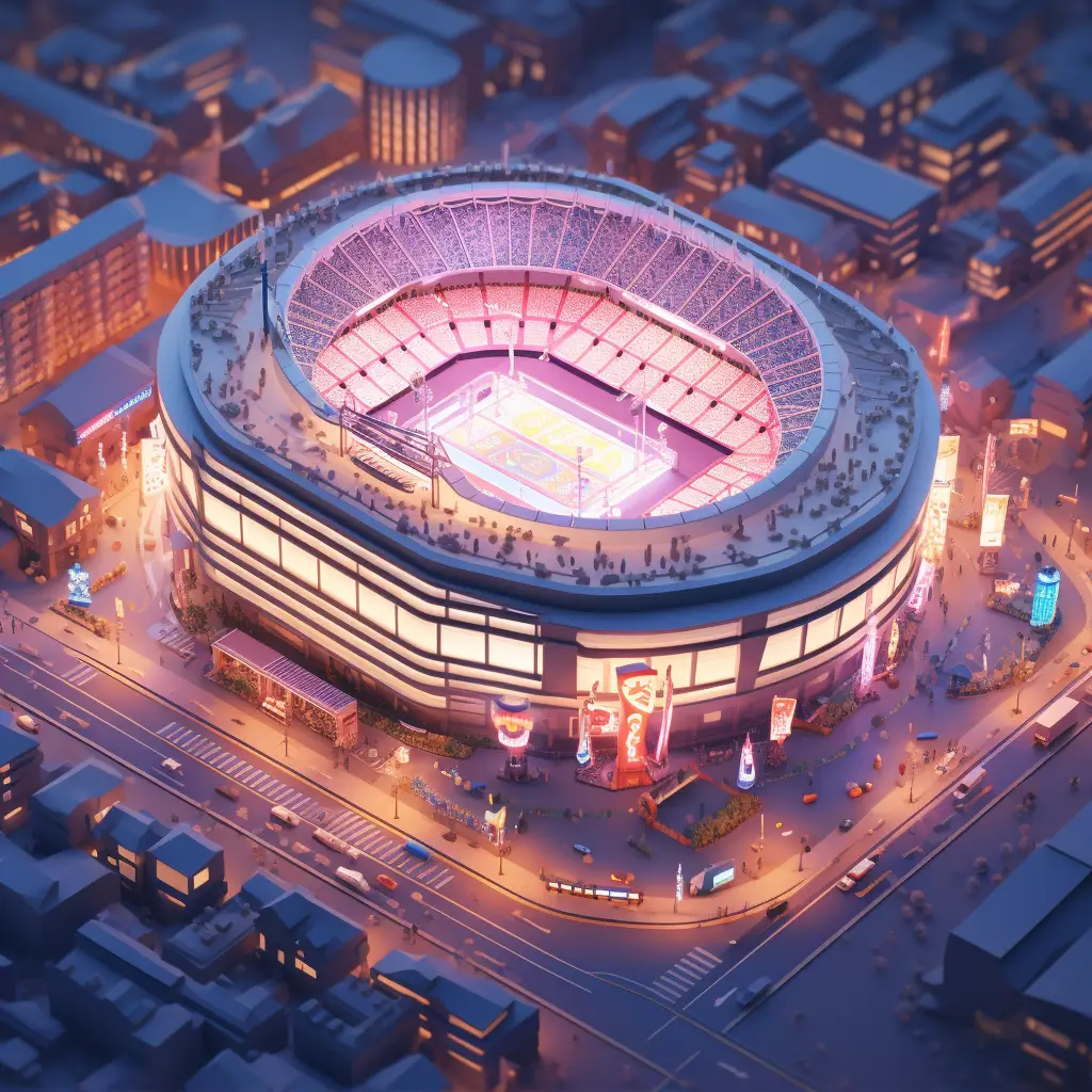 night stadium city C4D 3D model scene