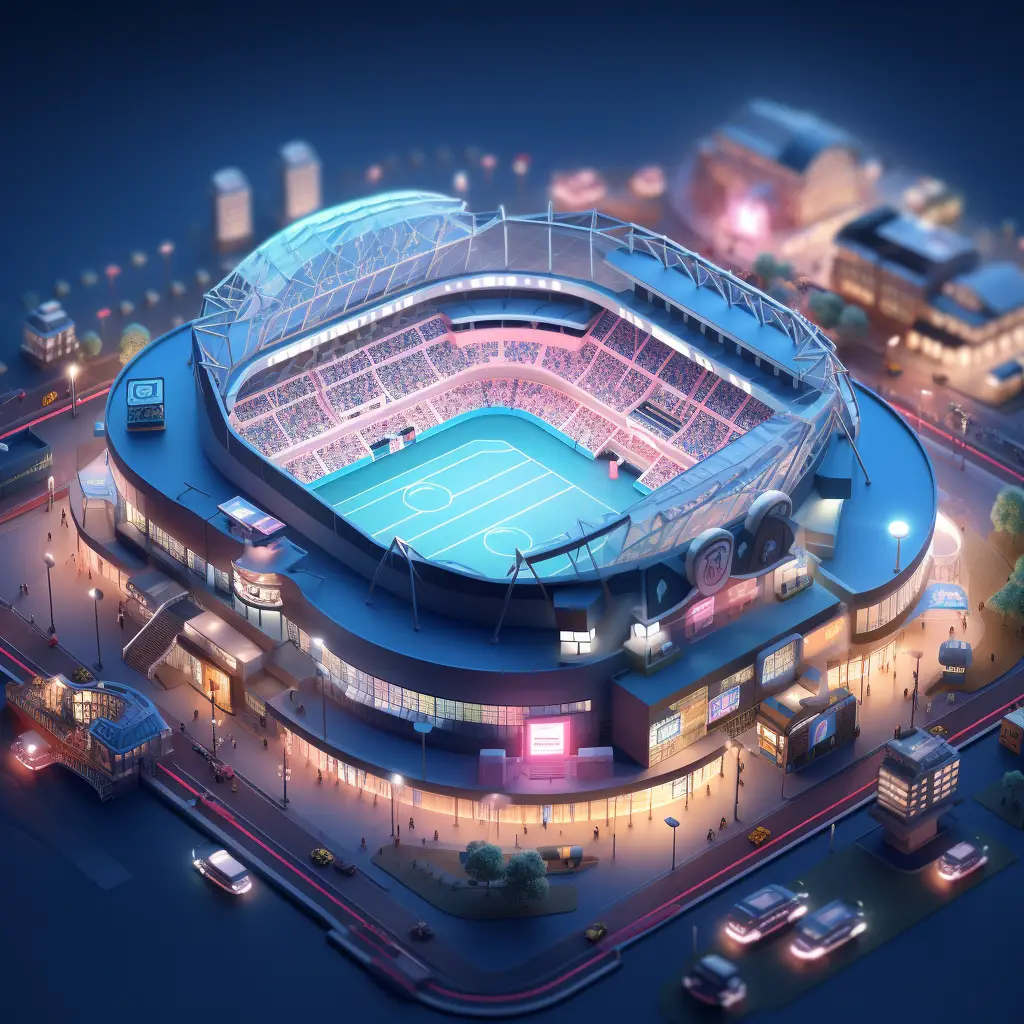 night stadium city scene 3D C4D model
