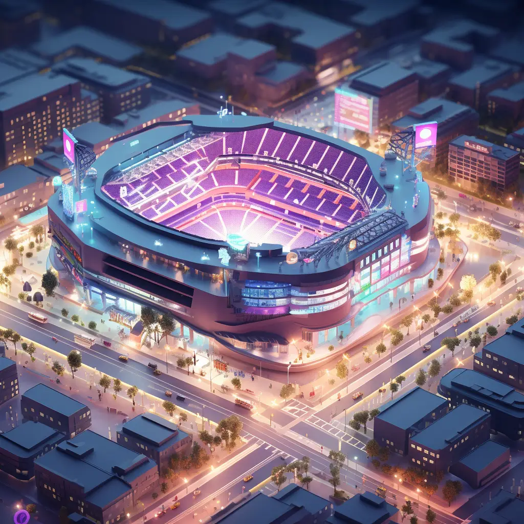 night stadium city scene C4D 3D model