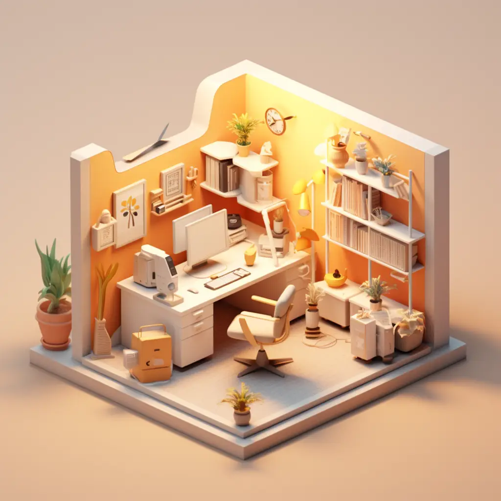 office work 3D C4D model space scene