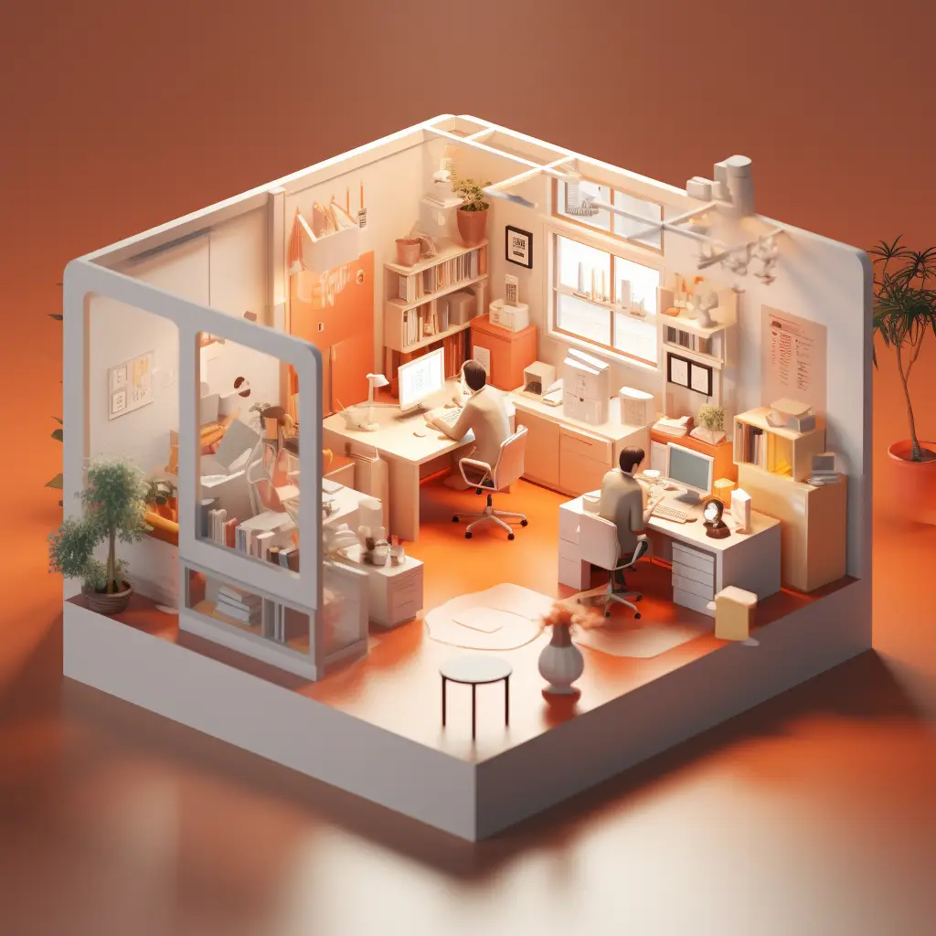 office work 3D C4D space model scene