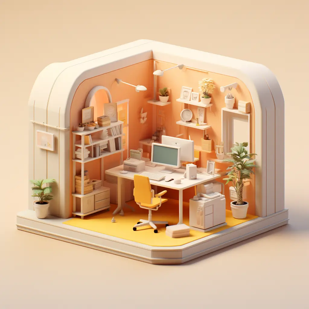 office work C4D 3D model space scene