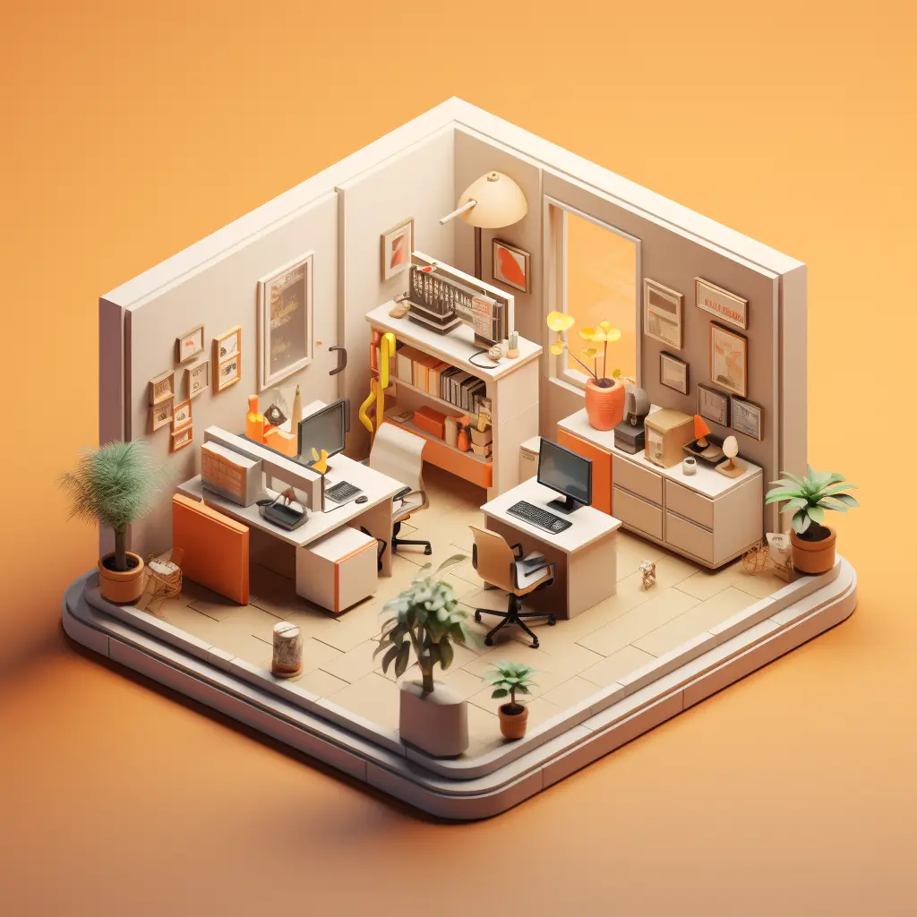 office work C4D 3D space model scene