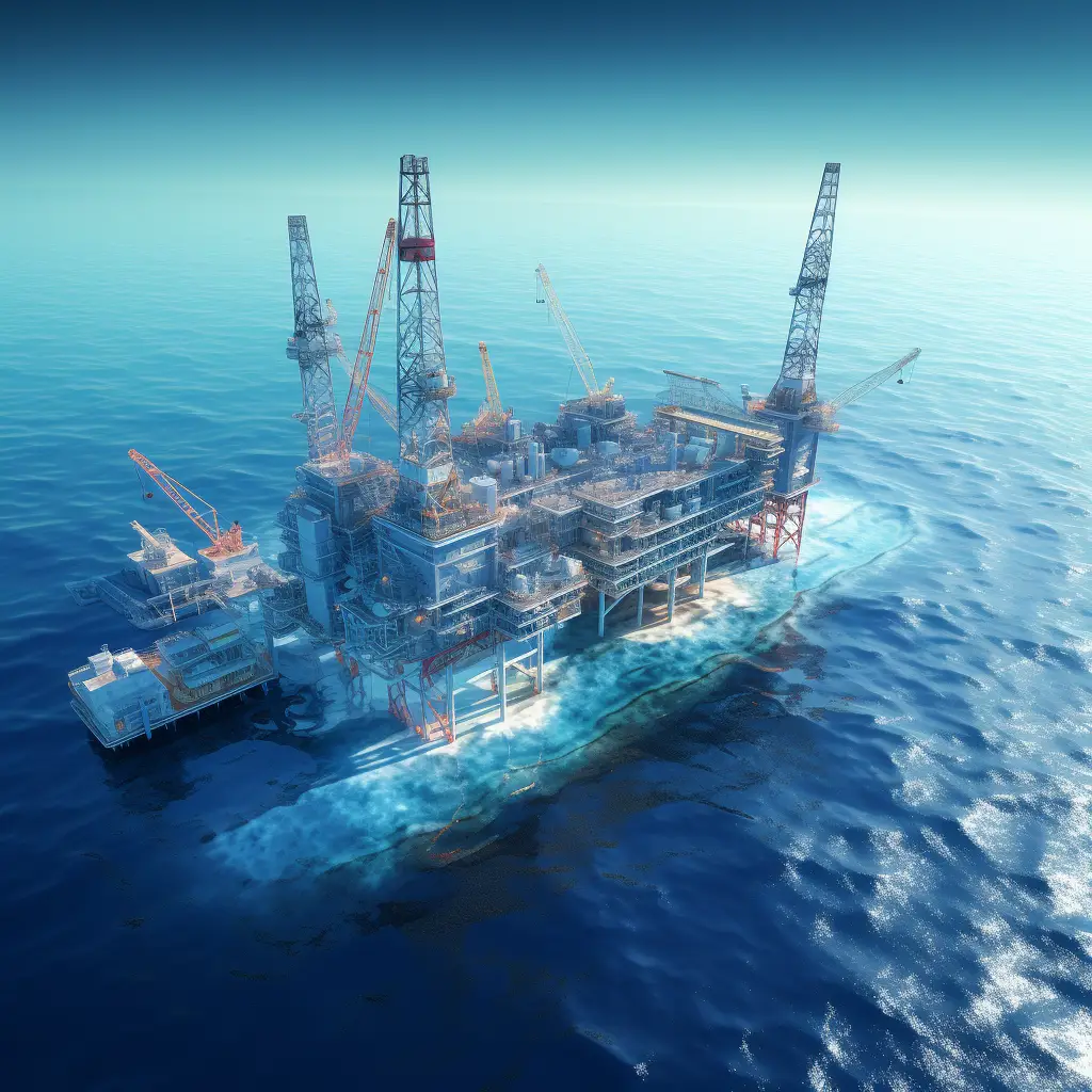 offshore oilfield oil well ocean blue scene 3D mode