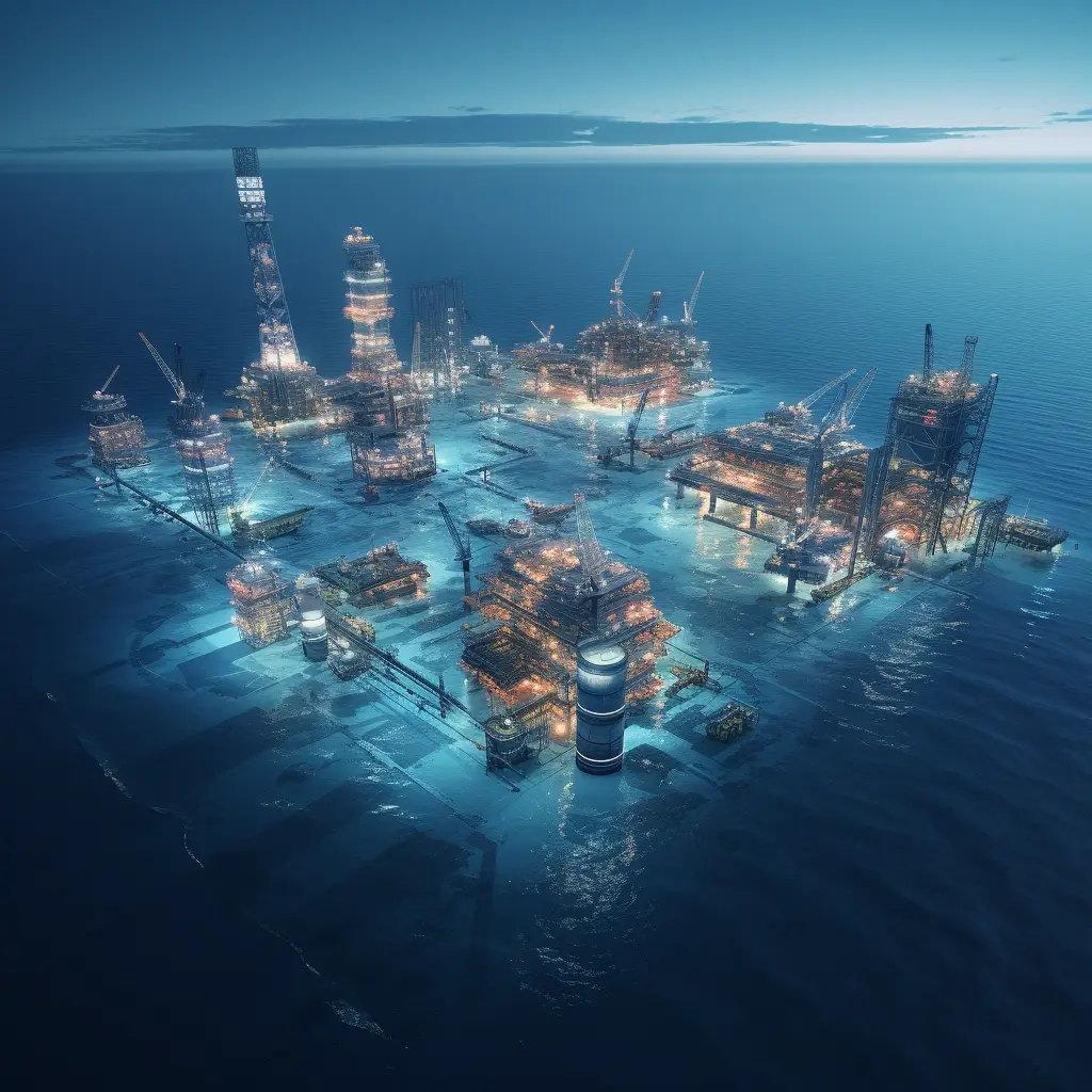 offshore oilfield oil well ocean blue scene mode 3D