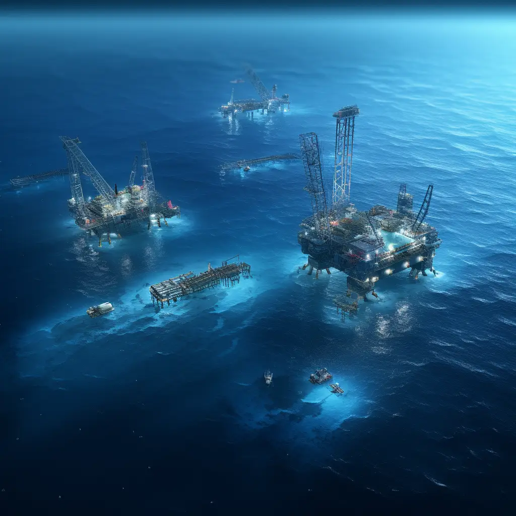 oilfield offshore oil well ocean blue scene 3D mode