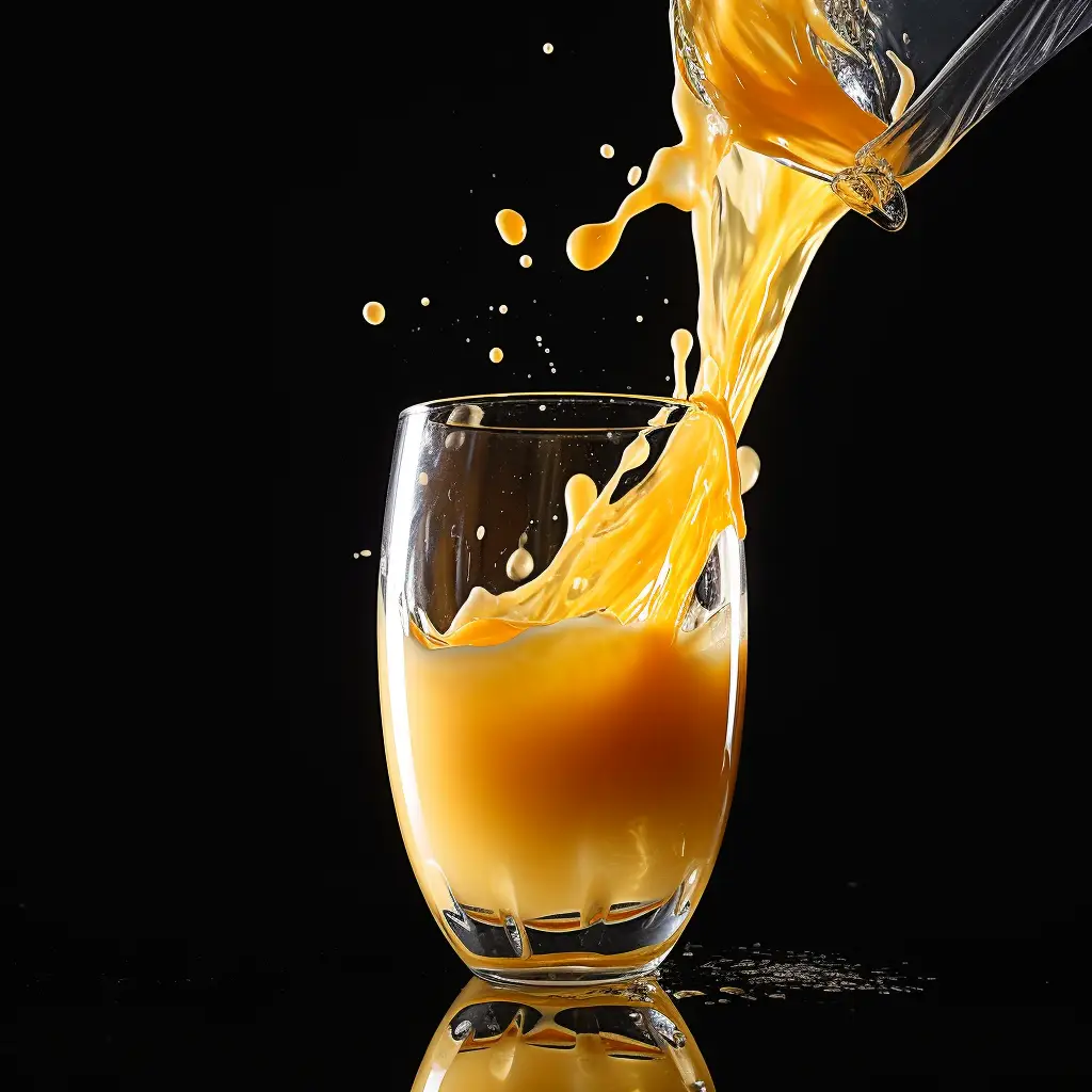 orange juice cup liquid pour pouring black glass photography