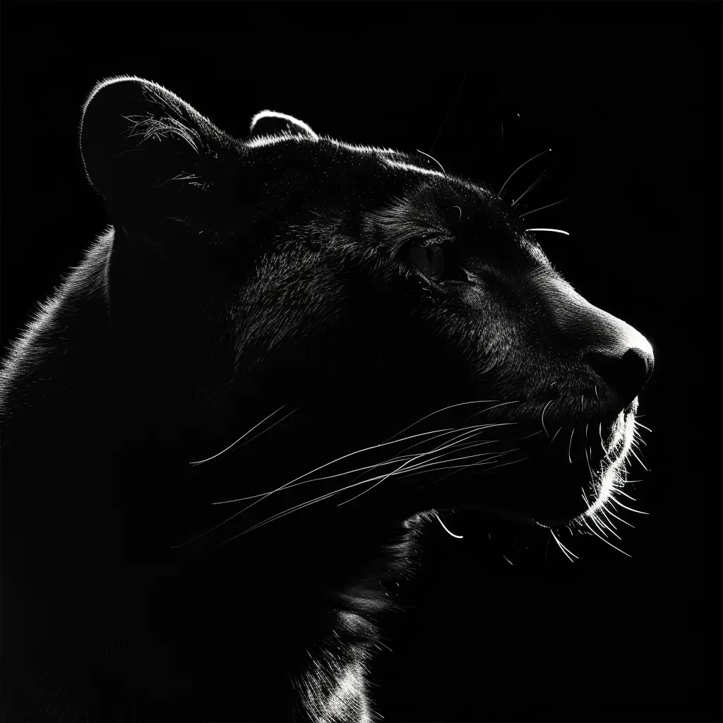 panther black white light face head mysterious silhouette photography
