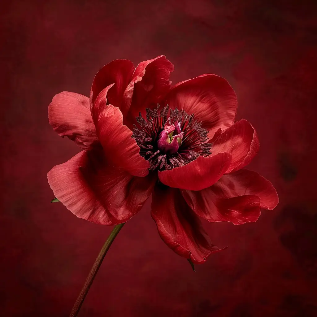 peony flower Chinese bloom single red photography