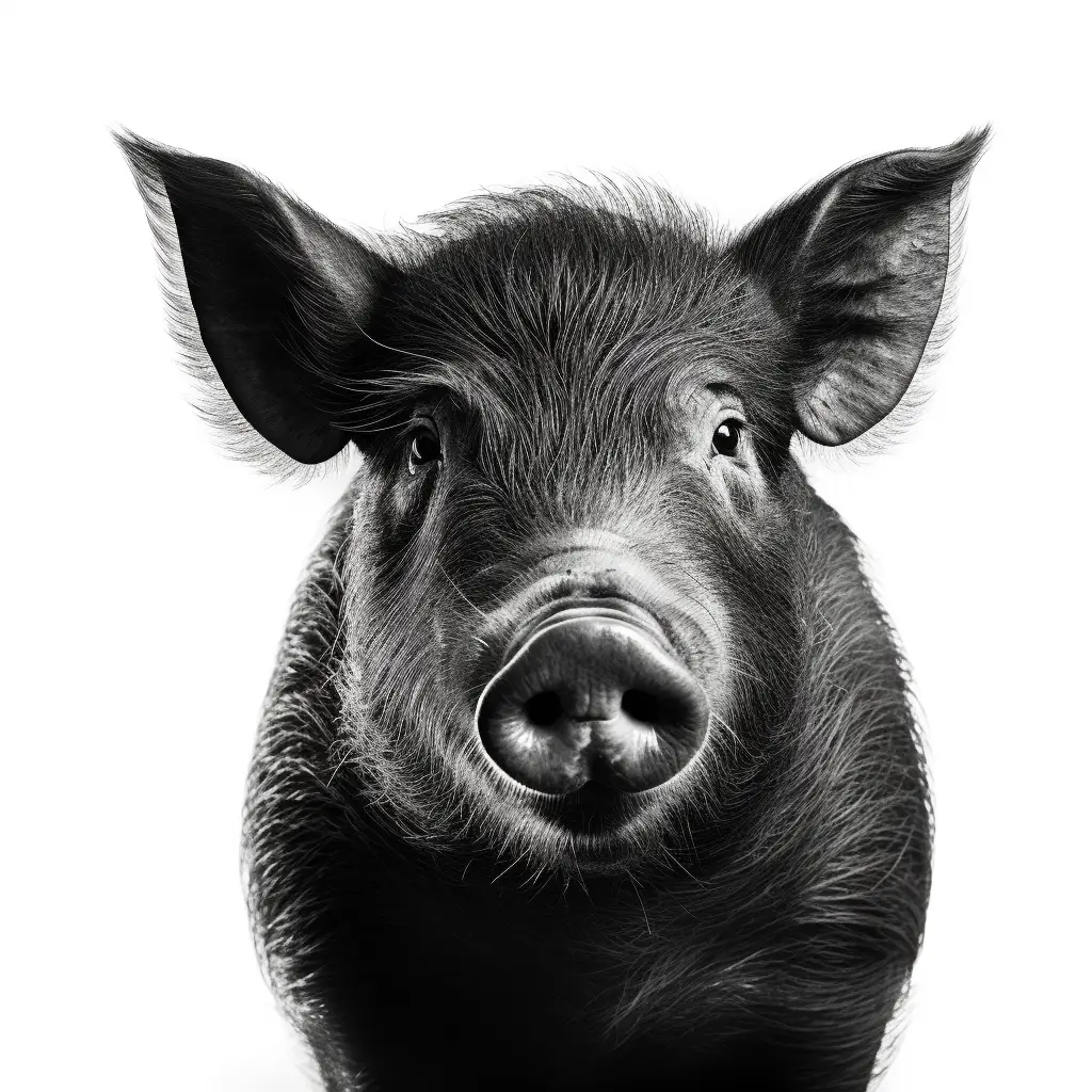 pig black white head face silhouette front photography