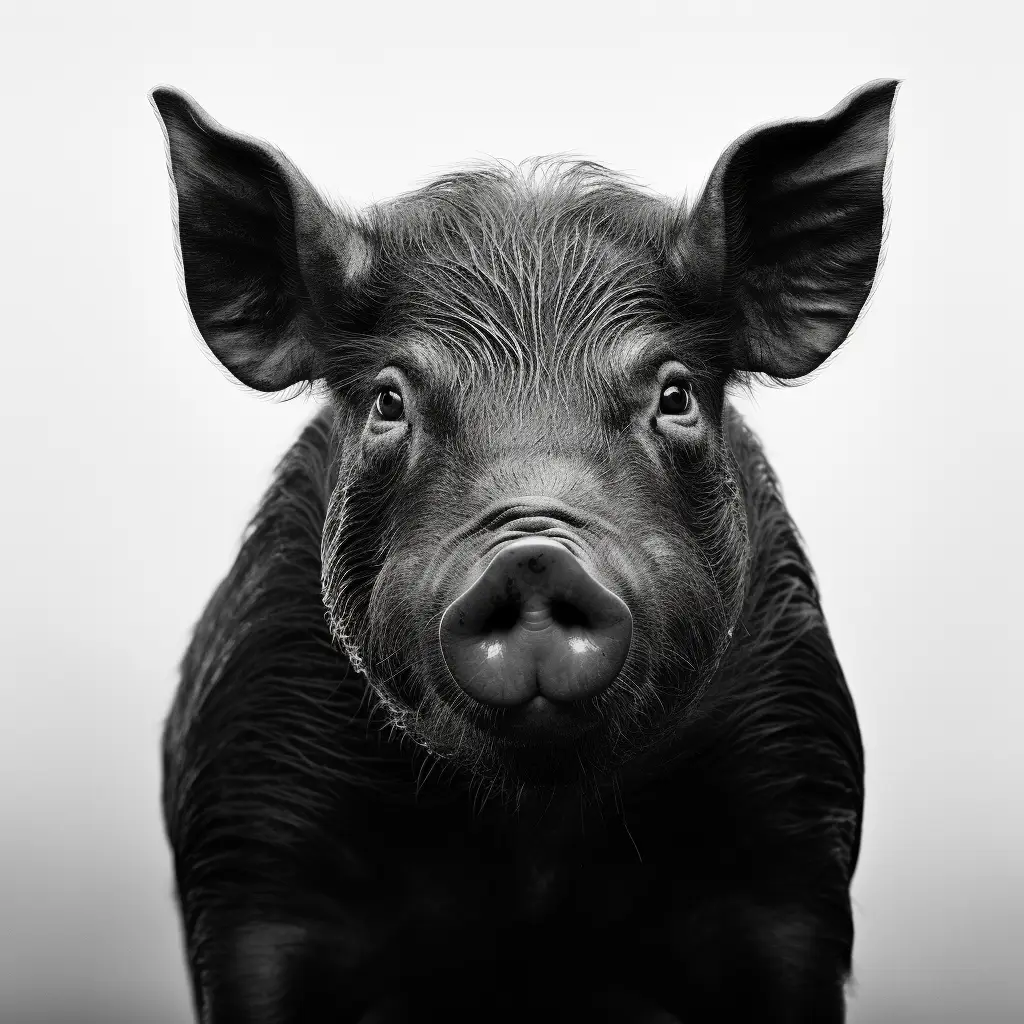 pig black white photography face head front silhouette