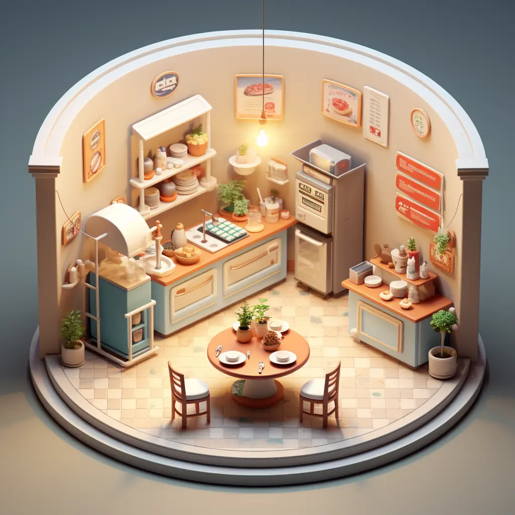pizza shop pizzeria 3D C4D model space scene