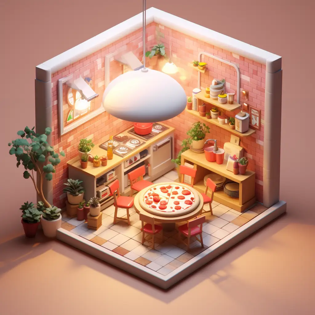 pizza shop pizzeria 3D C4D space model scene