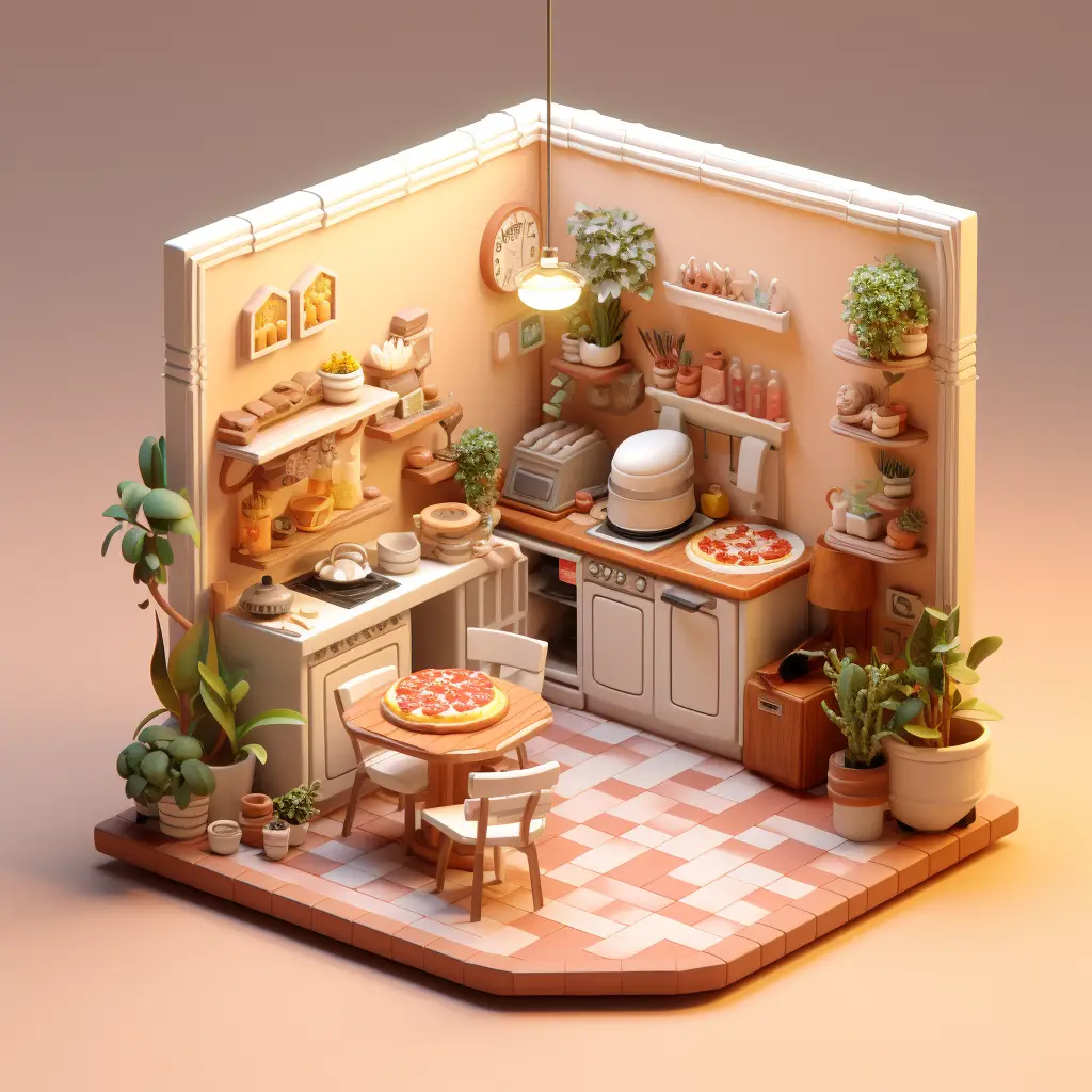 pizza shop pizzeria C4D 3D model space scene
