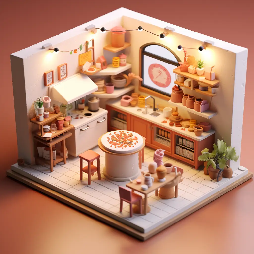 pizza shop pizzeria C4D 3D space model scene
