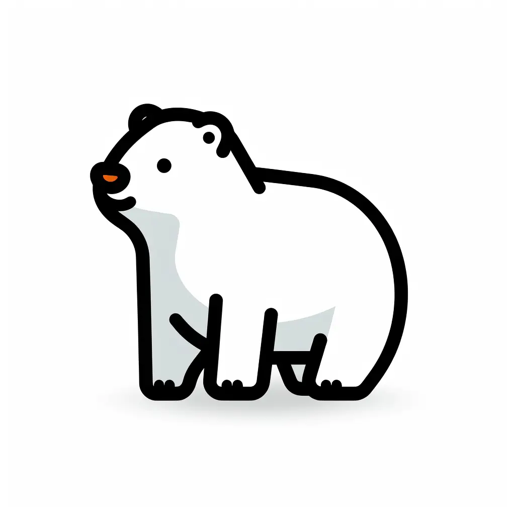 polar bear white side lateral icon thick line vector cartoon logo