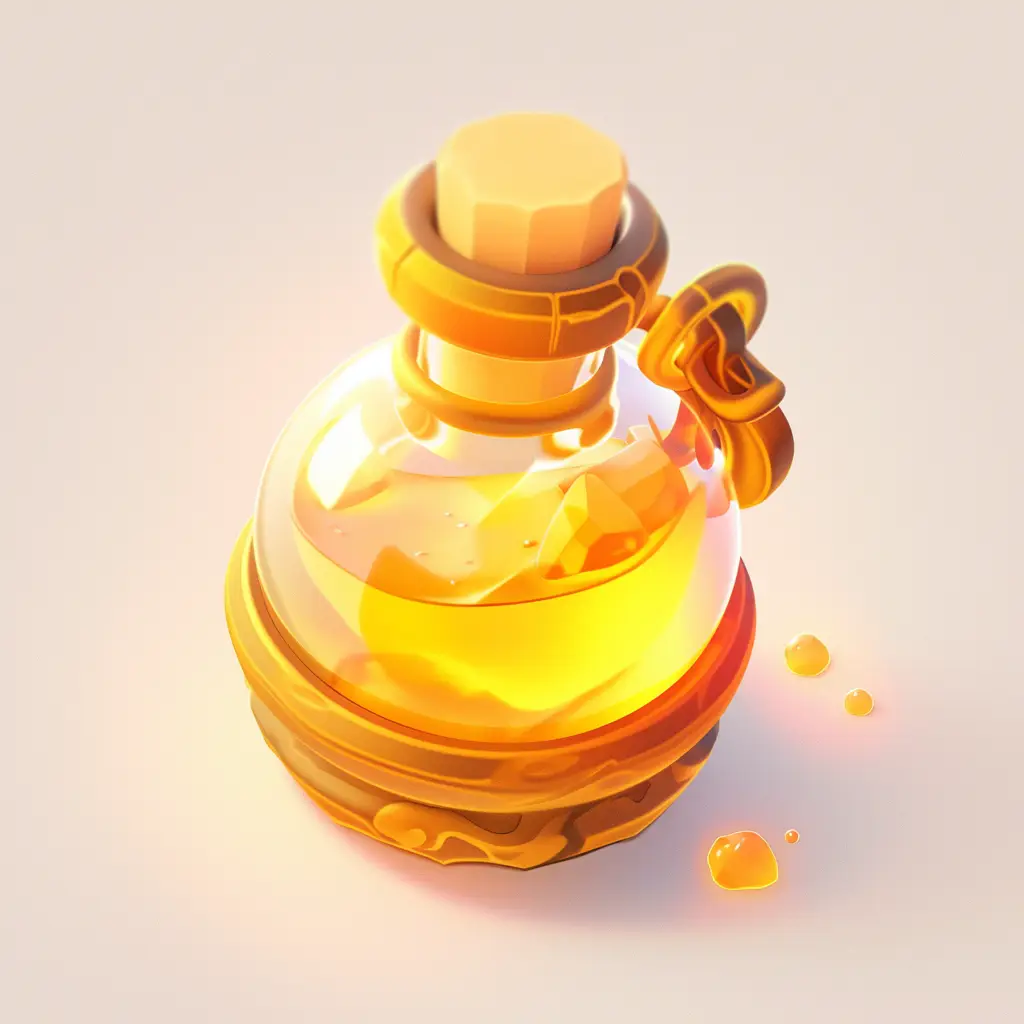 potion medicine bottle icon 3D game UI golden gold