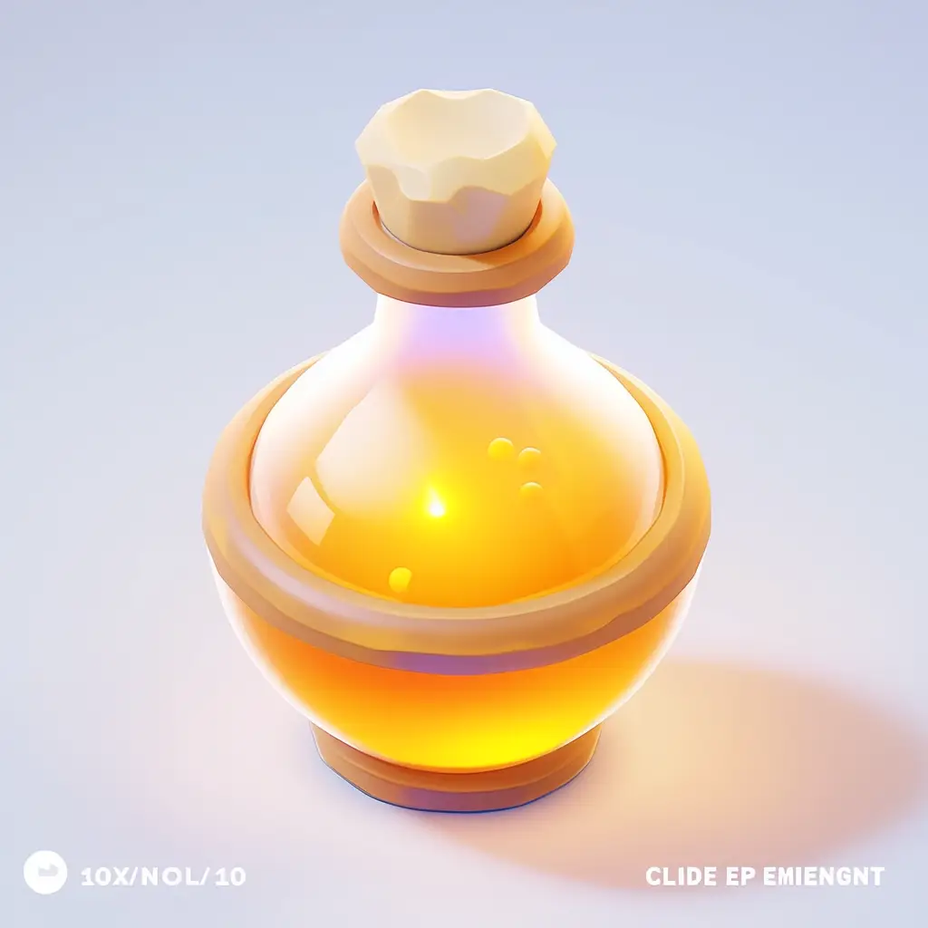 potion medicine bottle icon 3D game gold golden UI