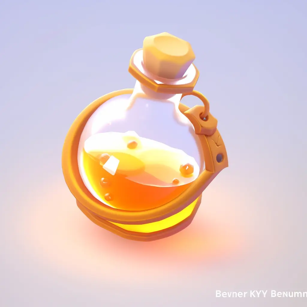 potion medicine bottle icon 3D game golden gold UI
