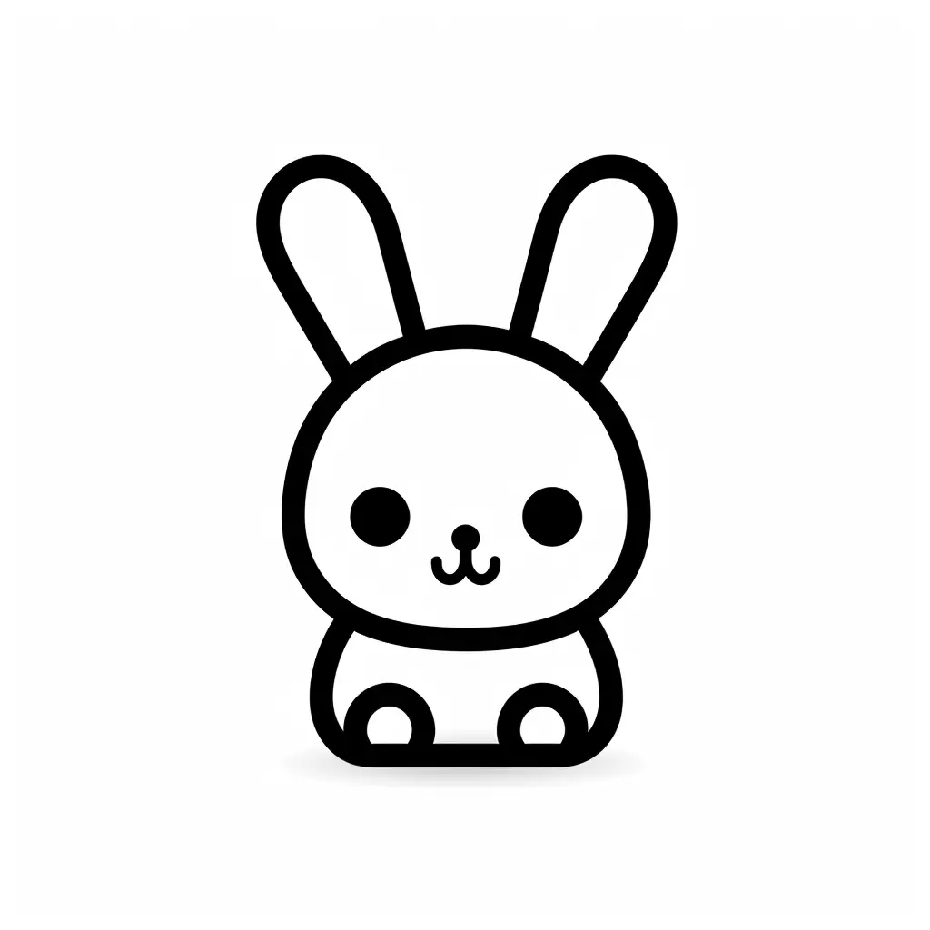 rabbit cute thick line cartoon drawing vector logo icon