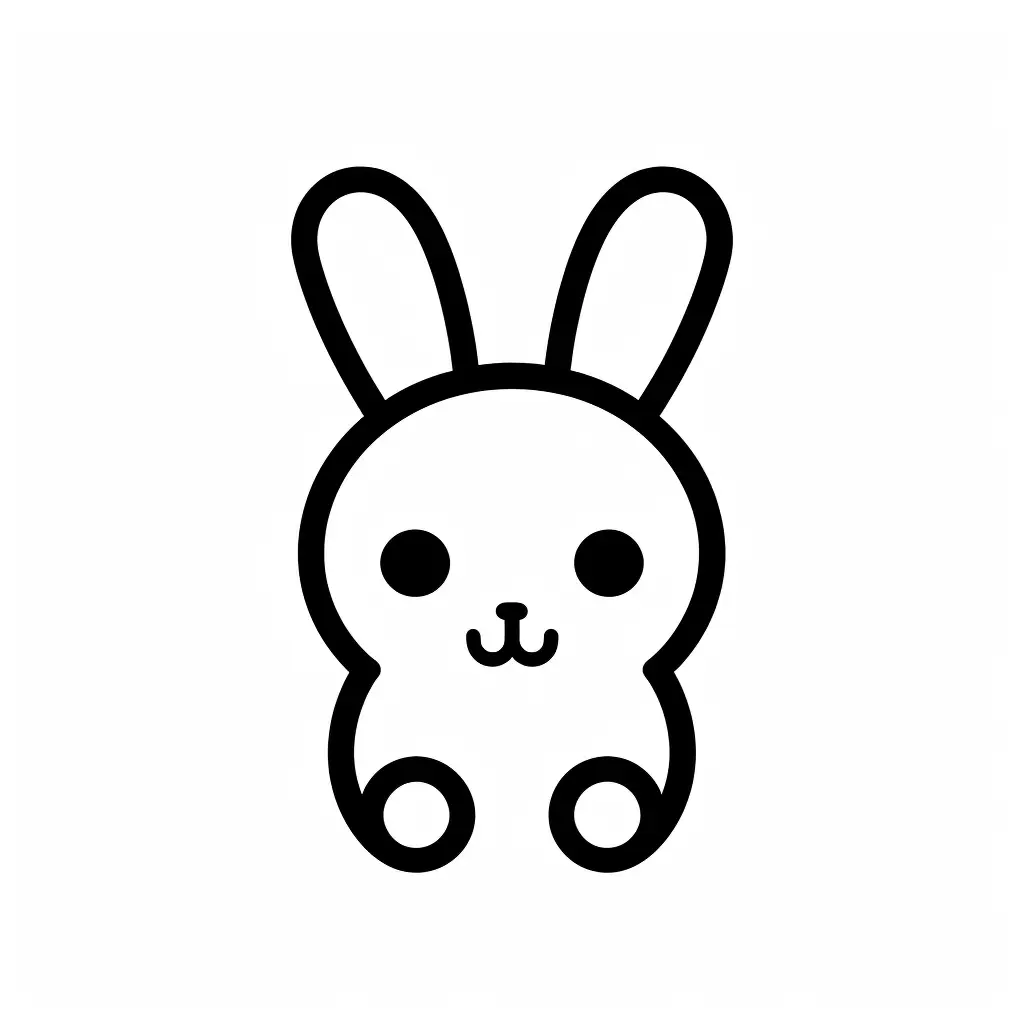 rabbit cute thick line cartoon drawing vector logo