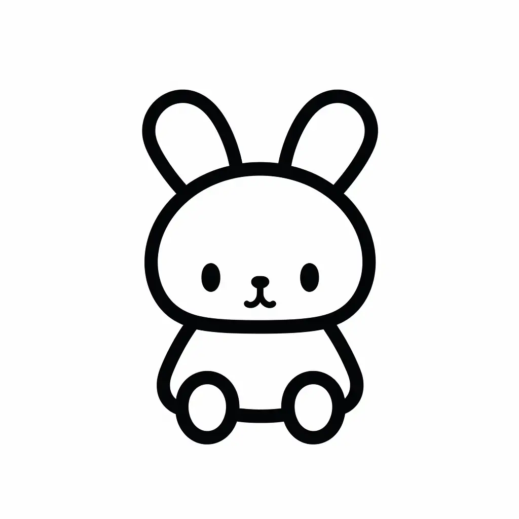 rabbit cute thick line drawing cartoon vector logo icon