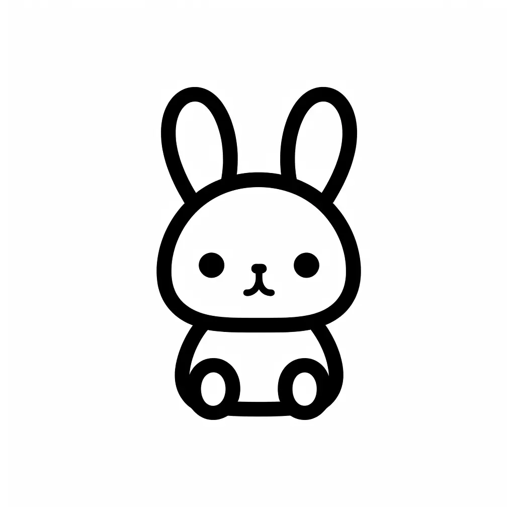 rabbit cute thick line drawing cartoon vector logo