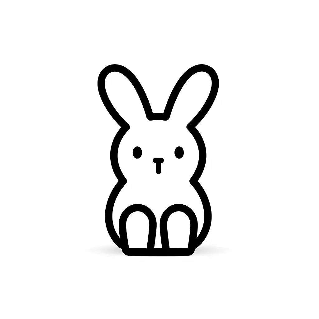 rabbit cute thick line icon cartoon drawing vector logo